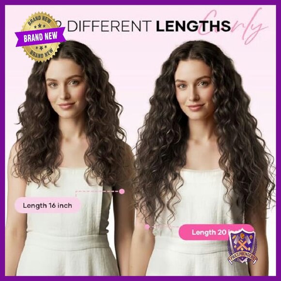 16 Inch Clip In Curly Hair Extensions 4PCS Lace Weft Natural Look